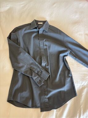 Calvin Klein Slate Gray Long-Sleeve Button-Up Shirt